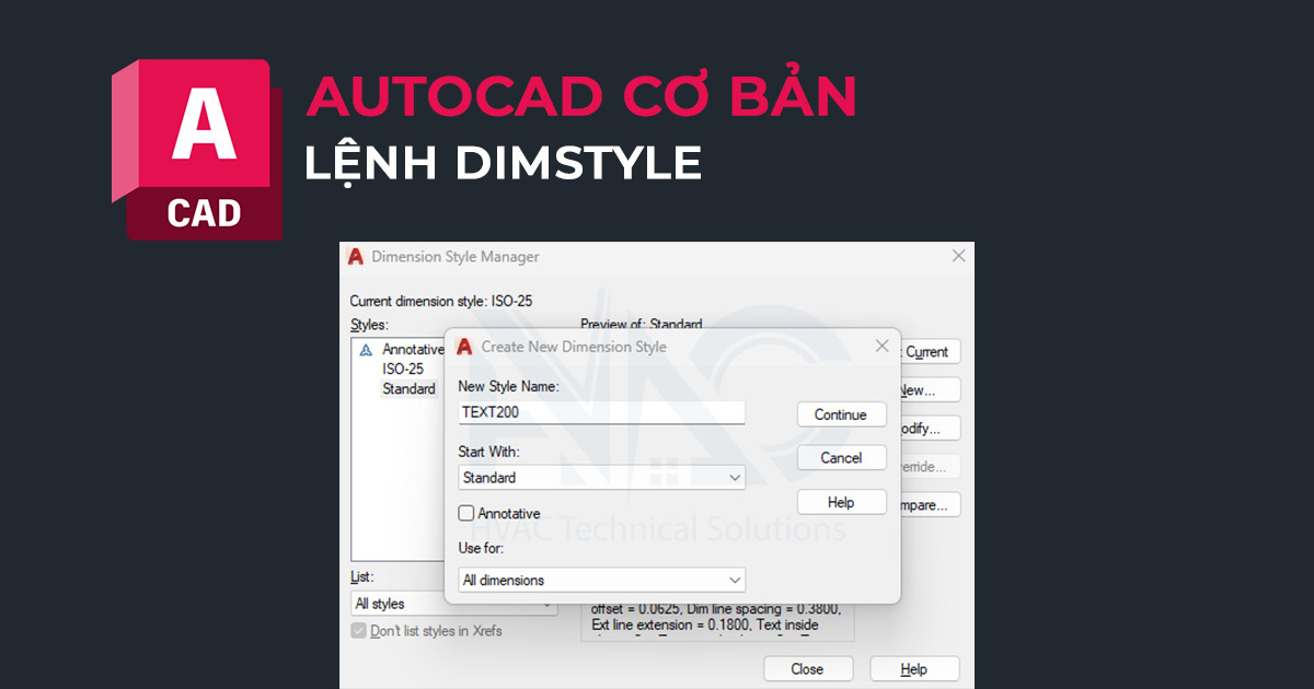 chỉnh dim trong CAD - Dimstyle AutoCAD