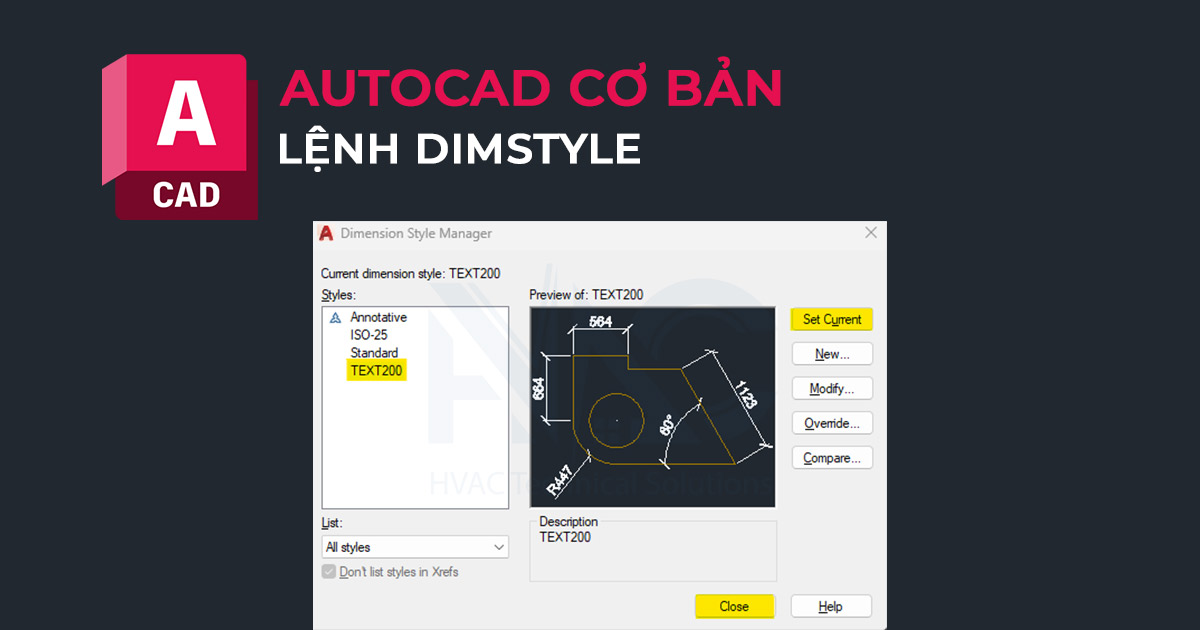 chỉnh dim trong CAD - Dimstyle AutoCAD - Dimension Style Manager