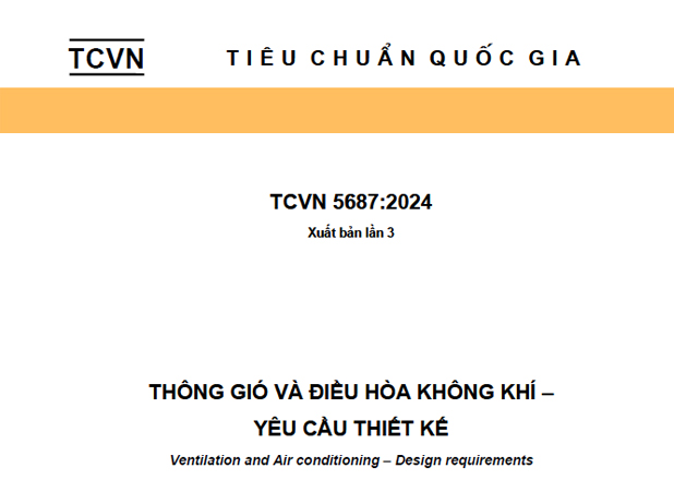 Tiêu chuẩn TCVN 5687:2024 - Thông gió và điều hòa không khí - Yêu cầu thiết kế