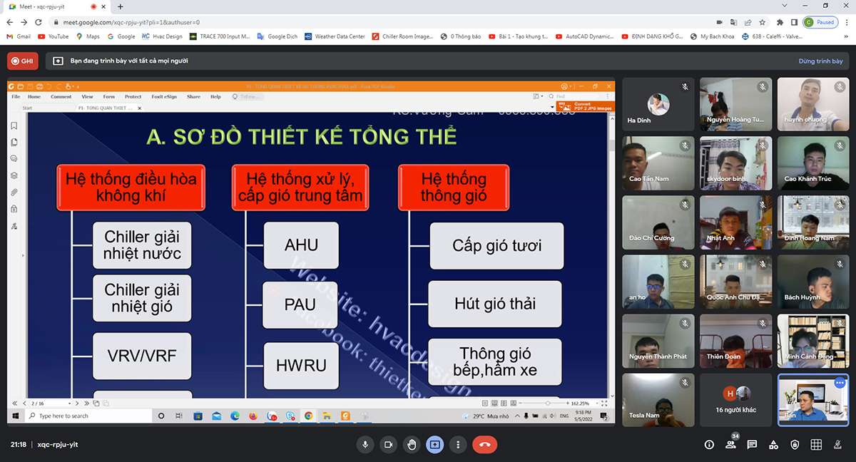 đào tạo thiết kế hệ thống điều hòa không khí thông gió Online K04-2022