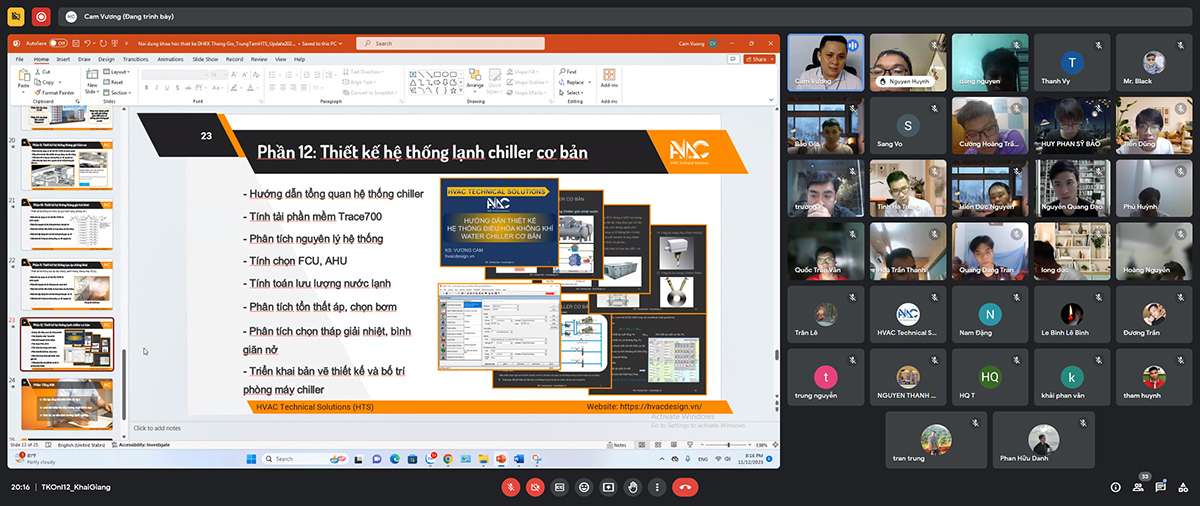khóa học thiết kế hệ thống HVAC Online K12-2023