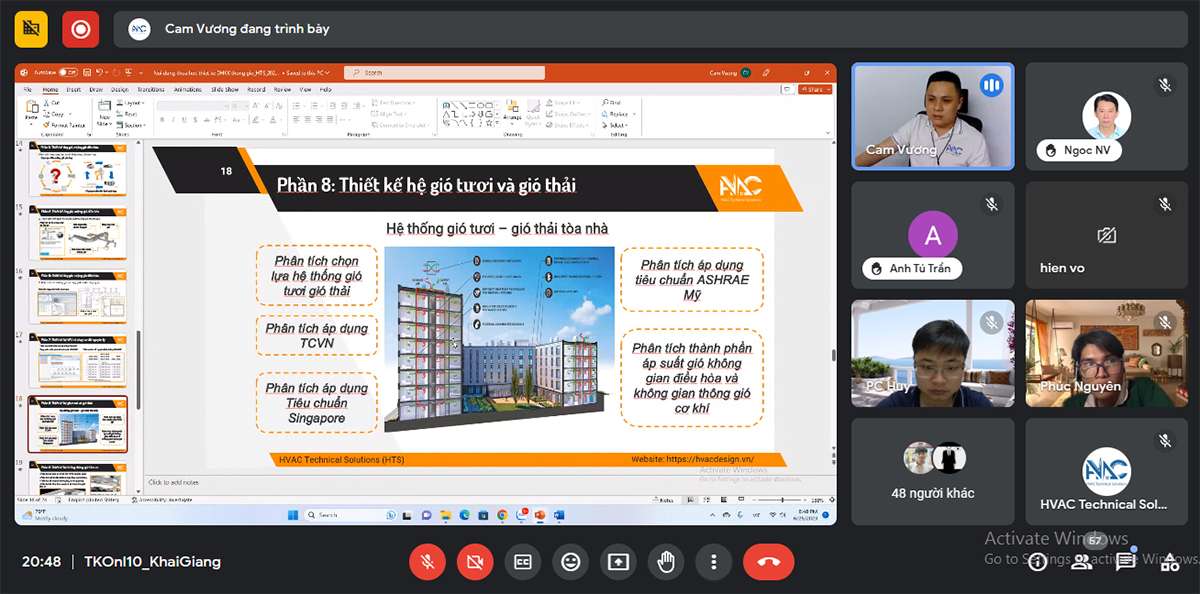 lớp học thiết kế hệ thống điều hòa không khí thông gió Online K10-2019