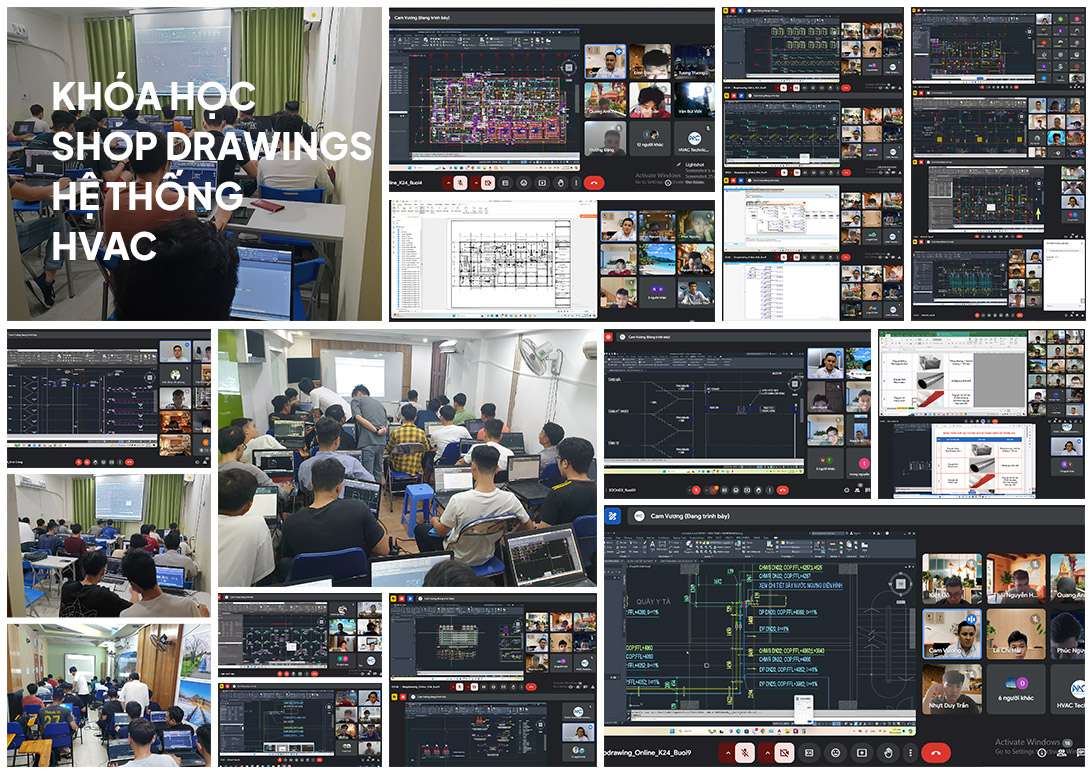 Hình ảnh khóa học shop drawings hệ thống HVAC, phối hợp 4 hệ MEPF, bóc tách khối lượng hệ thống HVAC tại Trung Tâm Đào Tạo Cơ Điện HTS