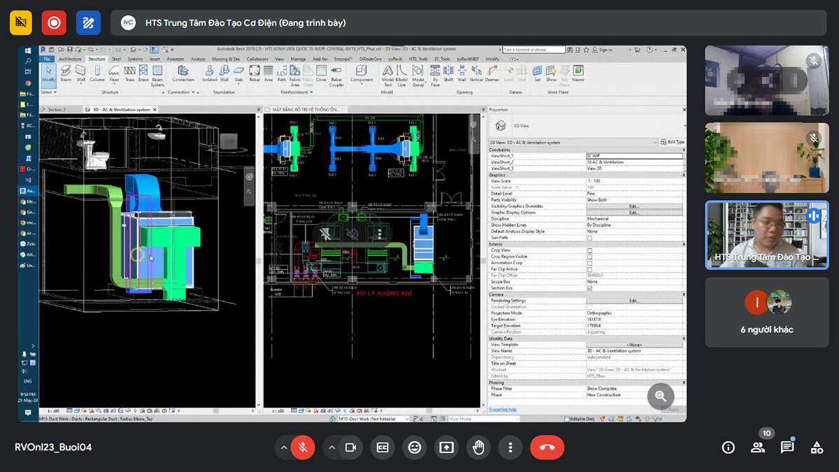 Vẽ Revit MEP ống gió HVAC FCU Chiller